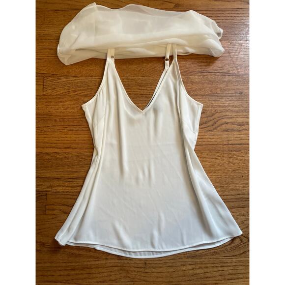 White House Black Market white camisole shirt with attached tank underneath - Picture 4 of 8